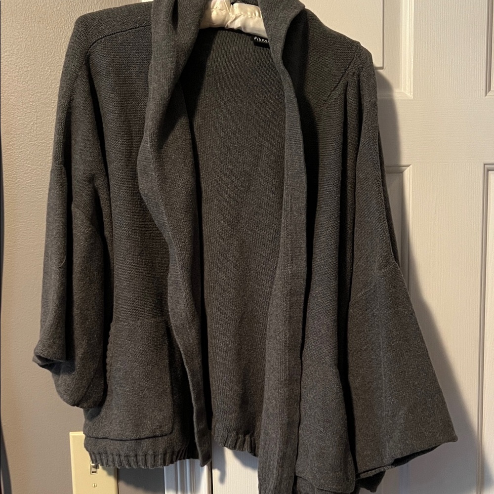 Eileen Fisher Charcoal Open Front Cape
